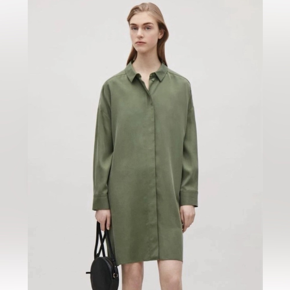 COS Oversized Button Down Lyocell Shirt Dress Size L